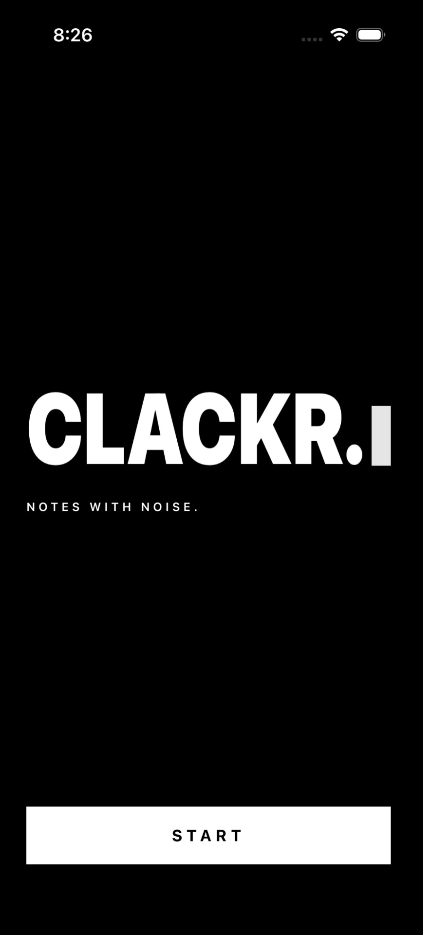 clackr start screen
